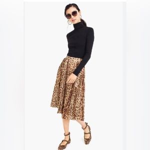 Pleated Leopard MIDI Skirt J.Crew Size 6